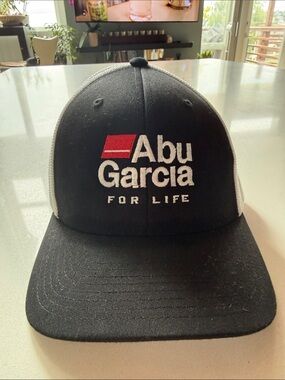 Abu Garcia Fishing Flexfit Fitted Men's Black Logo Trucker Hat, S/M
